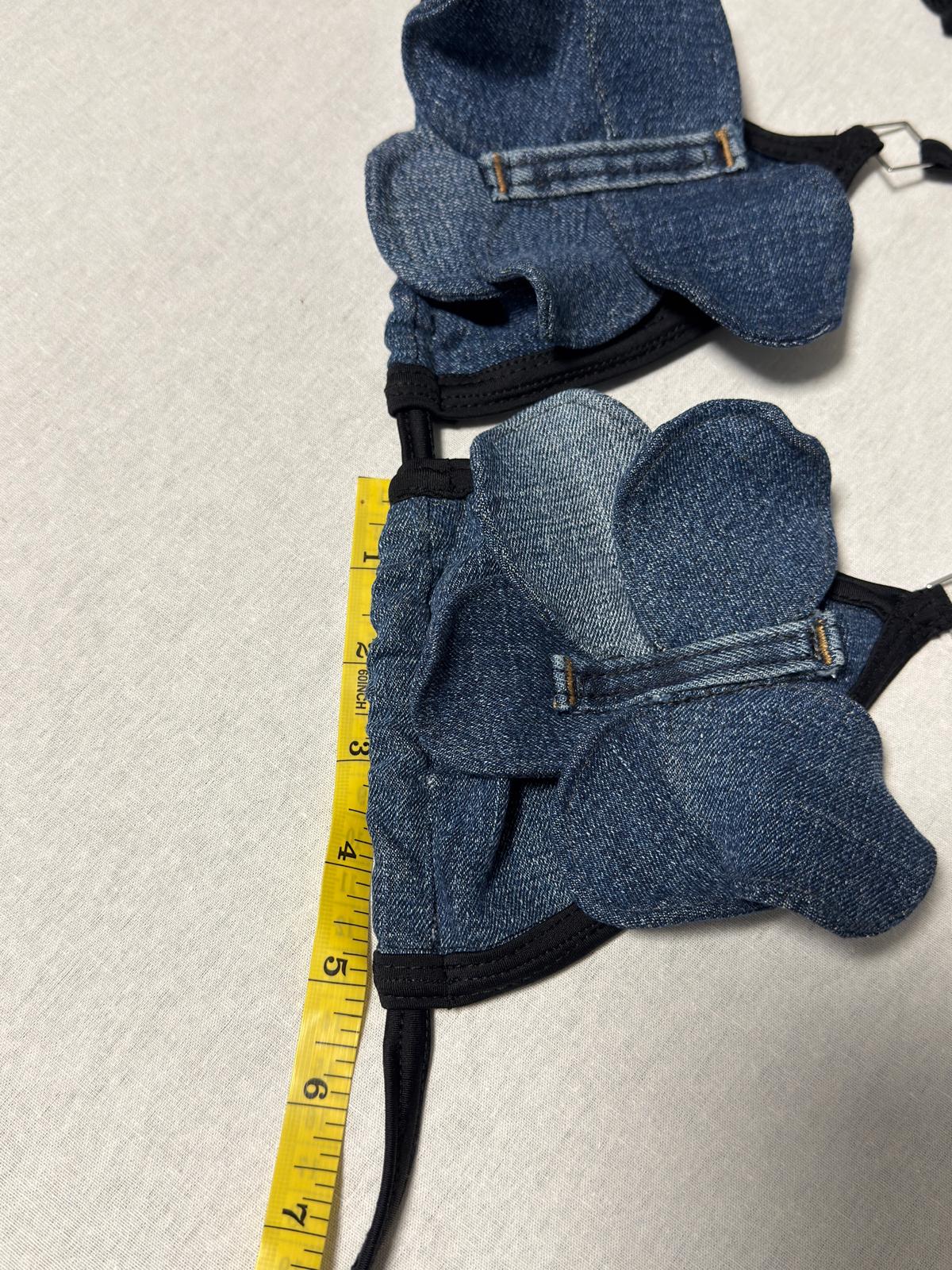 Handmade Recycled Denim mini  Top – Eco-Friendly Petal Bralette