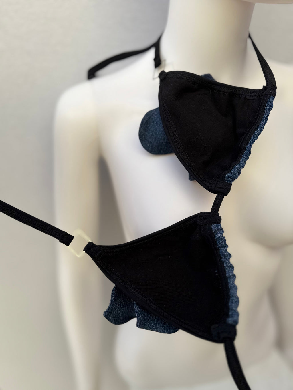 Handmade Recycled Denim mini  Top – Eco-Friendly Petal Bralette