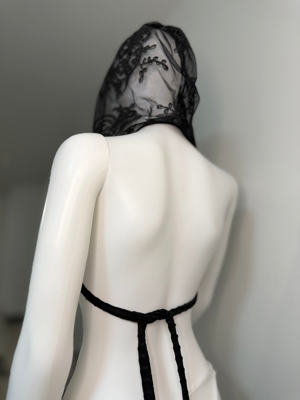 Sheer Lace Hoodie Top – Handmade Transparent Mesh Open Back Top