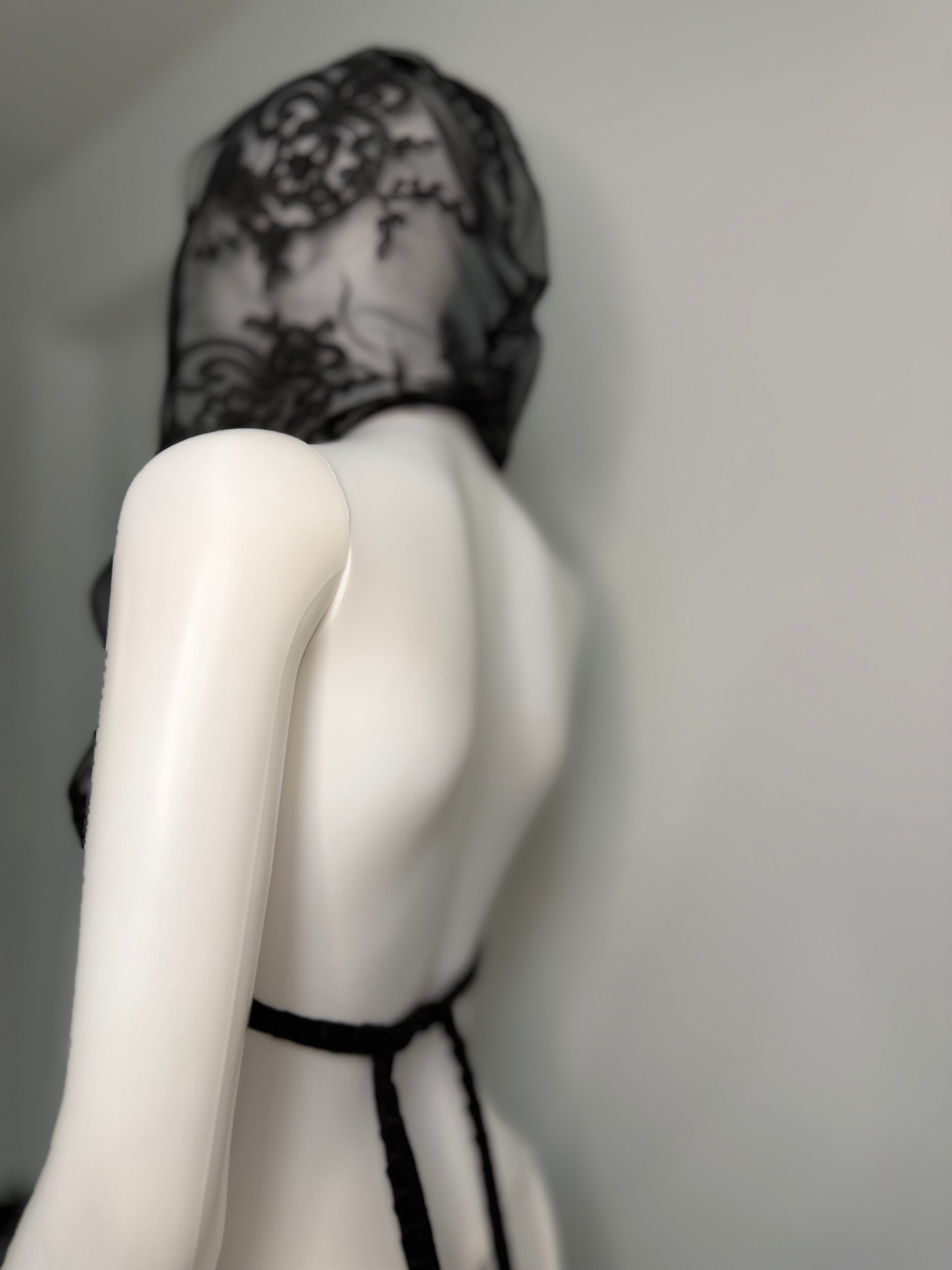 Sheer Lace Hoodie Top – Handmade Transparent Mesh Open Back Top